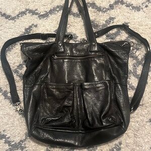 Black Leather Bag: Back pack or shoulder